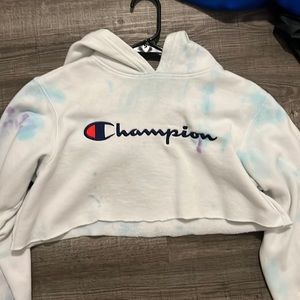 cropped tie dye champion hoodie